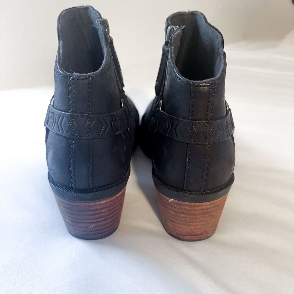 TEVA Foxy Ankle Boot Heeled Black Leather Women’s Waterproof Bootie Sz 9 / 40 - Picture 9 of 14